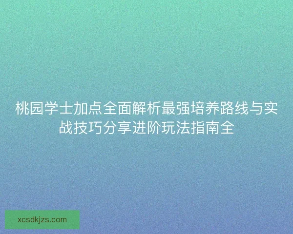 桃园学士加点全面解析最强培养路线与实战技巧分享进阶玩法指南全
