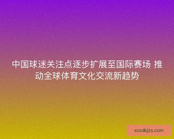 中国球迷关注点逐步扩展至国际赛场 推动全球体育文化交流新趋势 中国球迷关注点逐步扩展至国际赛场 推动全球体育文化交流新趋势