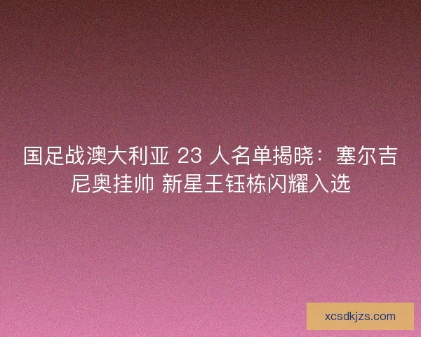 国足战澳大利亚 23 人名单揭晓：塞尔吉尼奥挂帅 新星王钰栋闪耀入选
