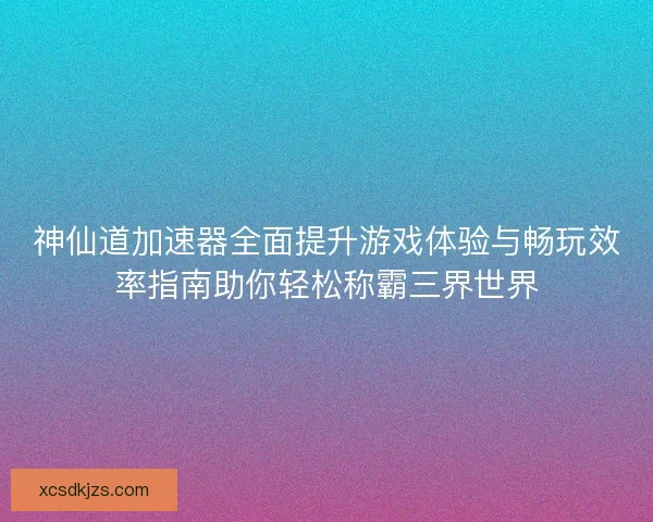 神仙道加速器全面提升游戏体验与畅玩效率指南助你轻松称霸三界世界