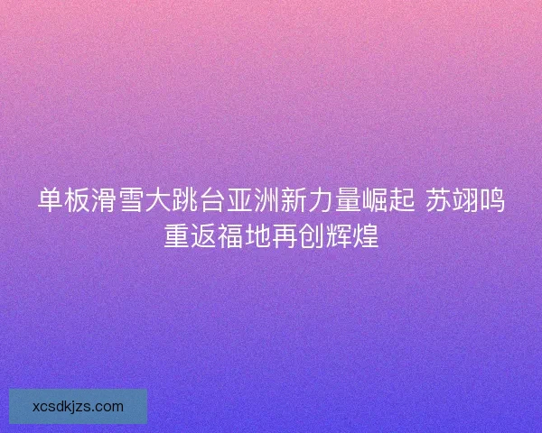 单板滑雪大跳台亚洲新力量崛起 苏翊鸣重返福地再创辉煌 单板滑雪大跳台亚洲新力量崛起 苏翊鸣重返福地再创辉煌